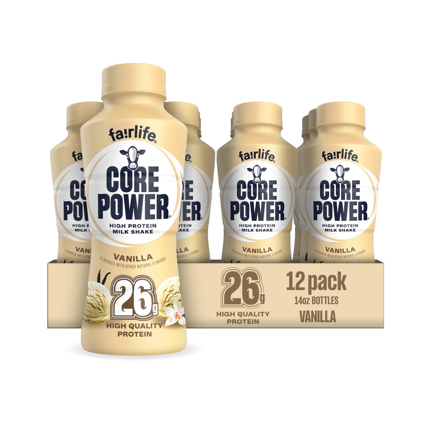 Core Power Protein Shake, Chocolate, 26g Bottle, 14oz, 12 Pack