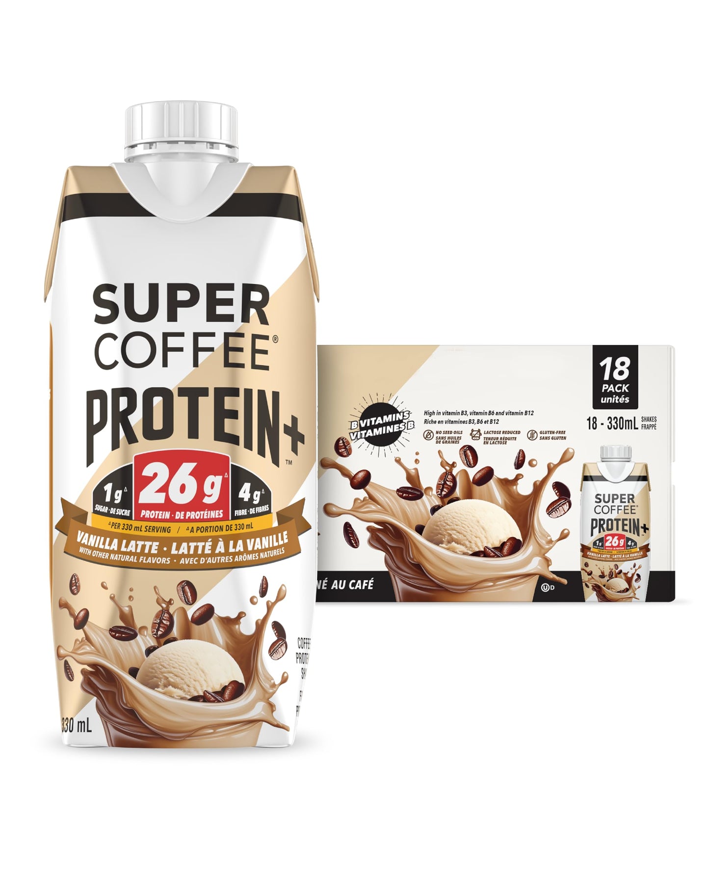 Super Coffee Protein+ Mocha Protein Coffee, 0g Sugar 25g Protein, 12oz 12Pk