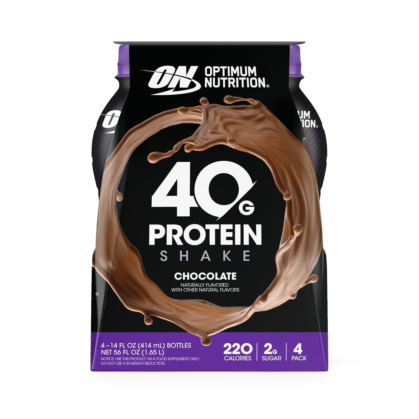 Optimum Nutrition 40g Protein Shake, 40g of Protein, Naturally Flavored, Complete Protein Drink, Chocolate, 14 Fl Oz, 12 Count (Pack of 1) (Packaging May Vary)
