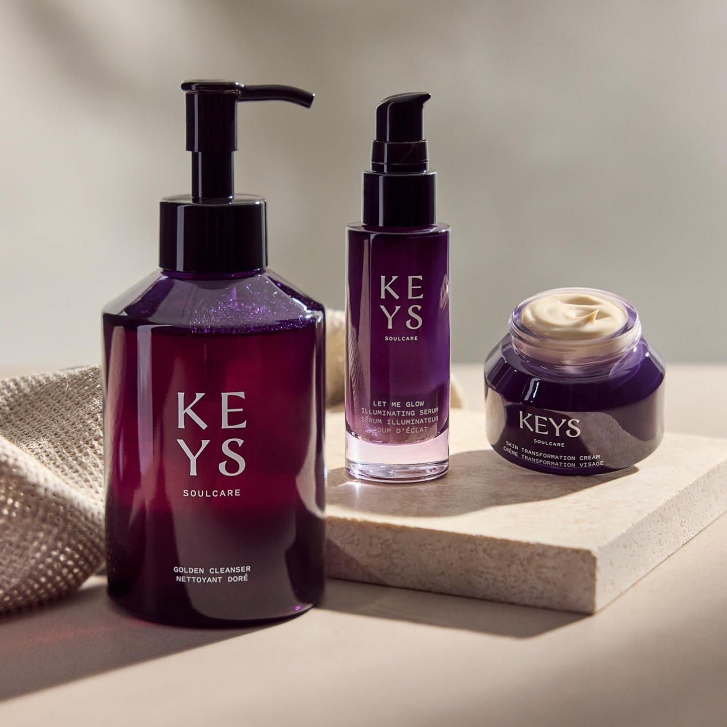 Keys Soulcare Hydrate + Glow Bundle, Includes Cleanser, Fragrance-Free Cream & Priming Serum, Removes Impurities, Moisturizes & Illuminates for Hydrated & Dewy Skin