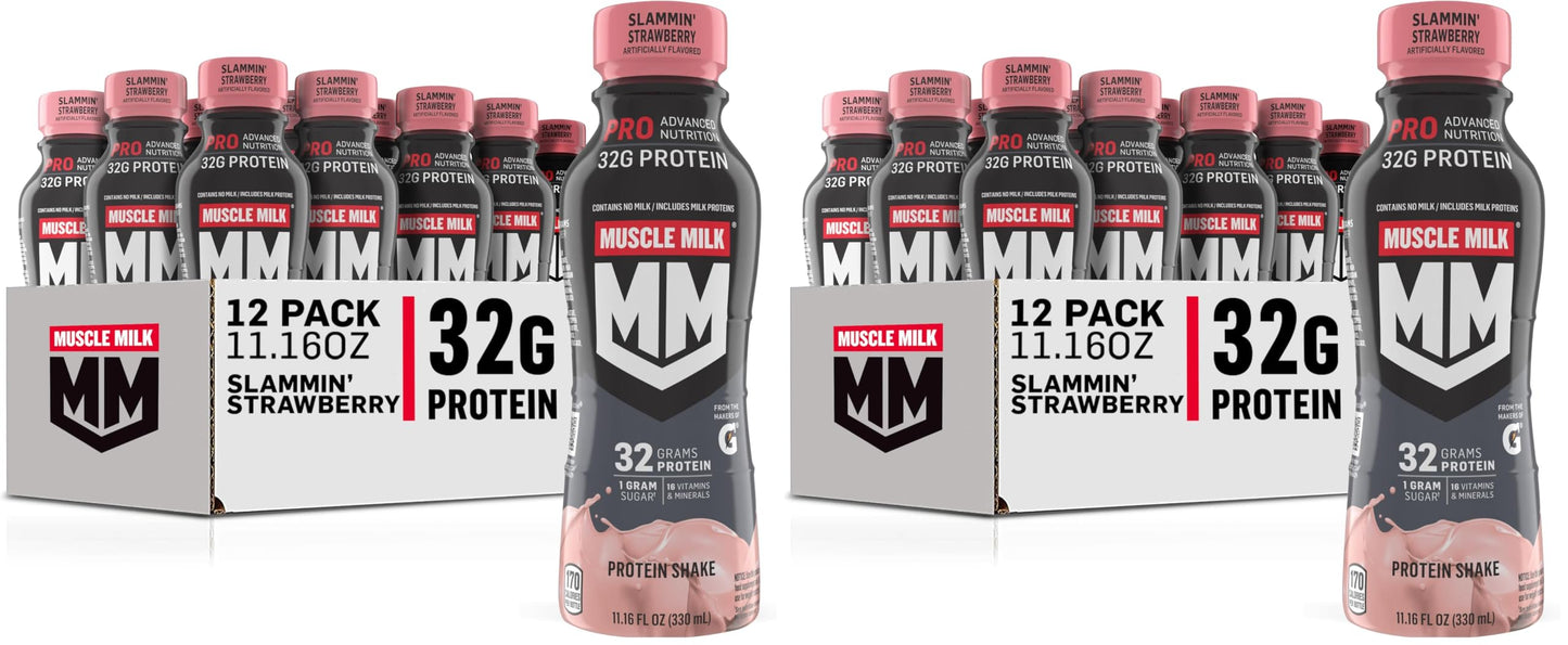 Muscle Milk Pro Advanced Nutrition Protein Shake, Intense Vanilla, 11.16 Fl Oz (Pack of 12), 32g Protein, 1g Sugar, 16 Vitamins & Minerals, 5g Fiber, Workout Recovery, Energizing Snack, Packaging May Vary