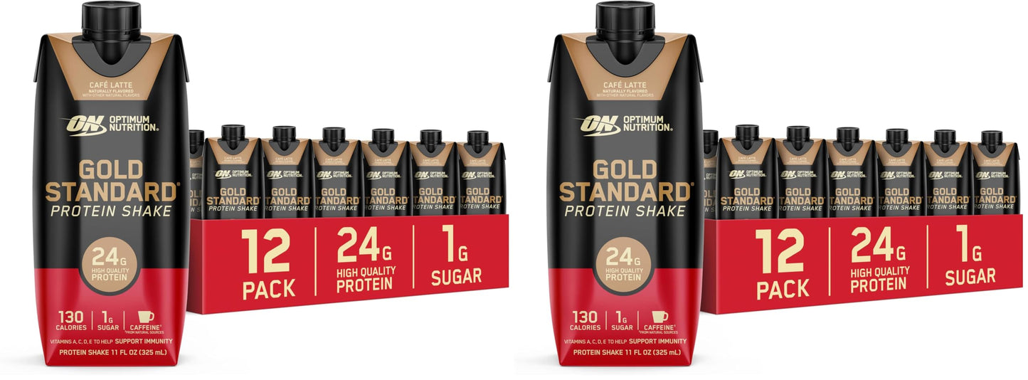 Optimum Nutrition Gold Standard Protein Shake, 24g Protein, Ready to Drink Protein Shake, Gluten Free, Vitamin C for Immune Support, Vanilla, 11 Fl Oz, 12 Count (Pack of 1) (Packaging May Vary)