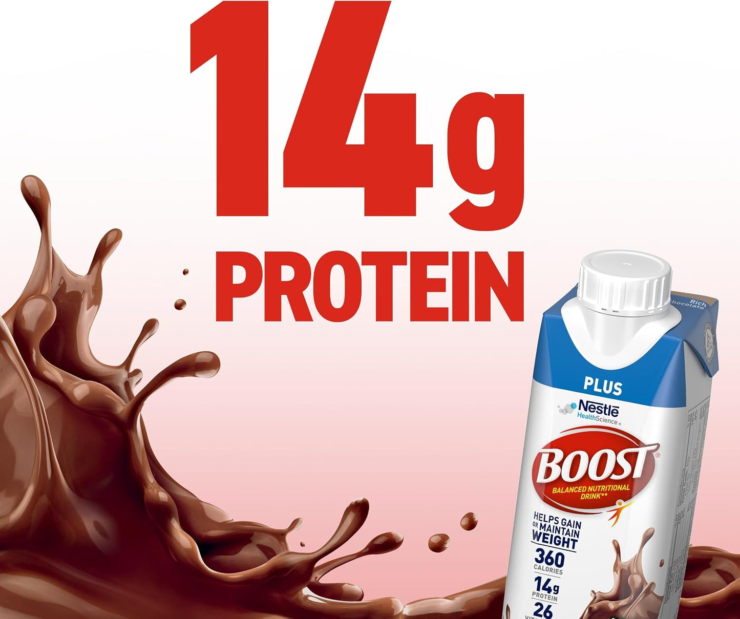 BOOST Plus Nutritional Drink, Rich Chocolate, 8 fl oz (Pack of 24)
