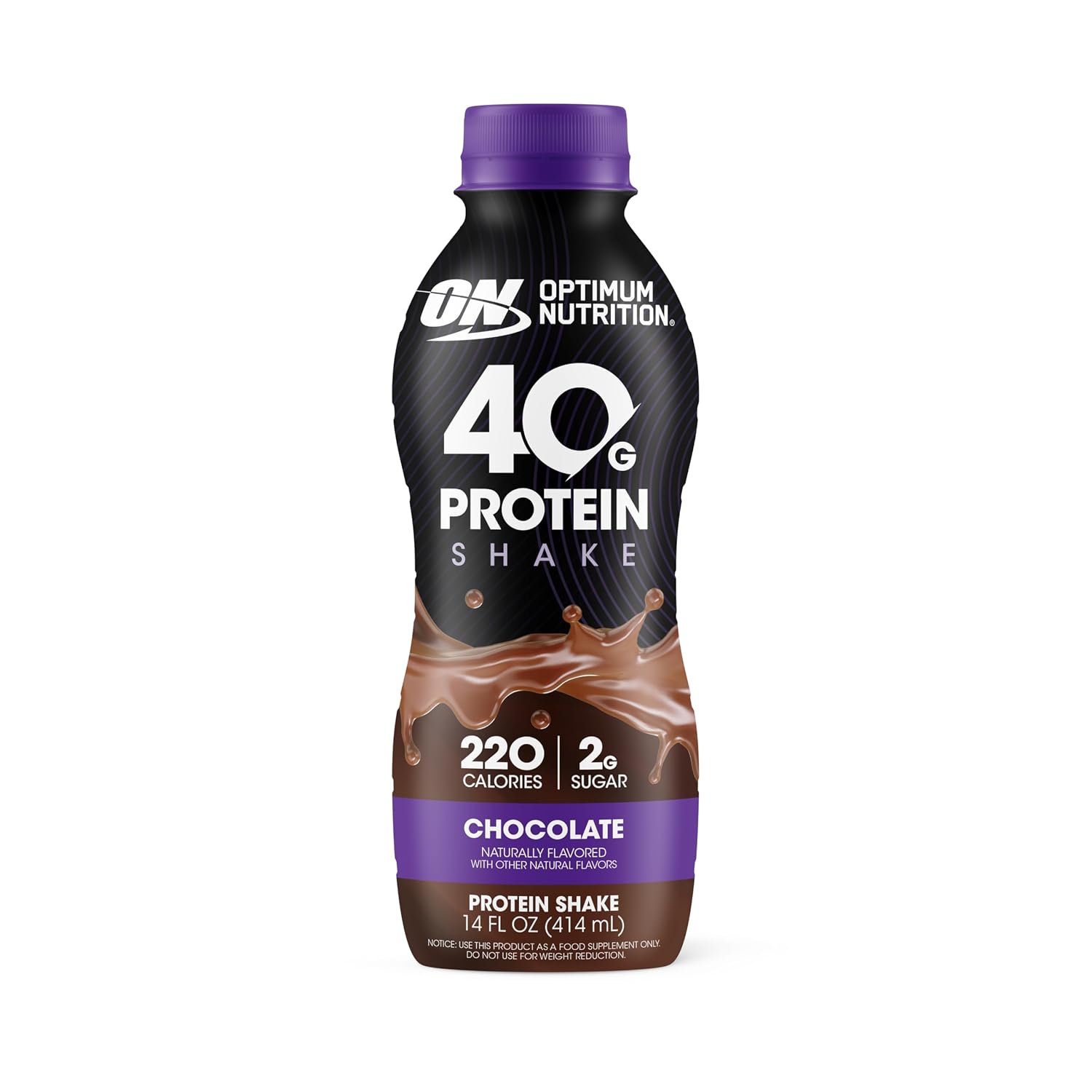 Optimum Nutrition 40g Protein Shake, 40g of Protein, Naturally Flavored, Complete Protein Drink, Chocolate, 14 Fl Oz, 12 Count (Pack of 1) (Packaging May Vary)