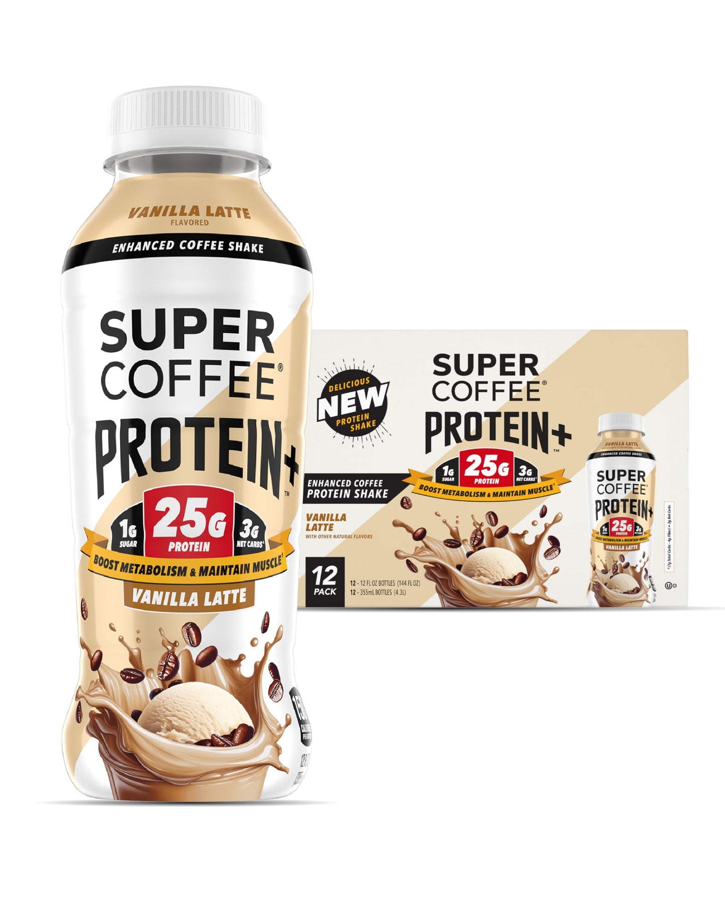 Super Coffee Protein+ Mocha Protein Coffee, 0g Sugar 25g Protein, 12oz 12Pk