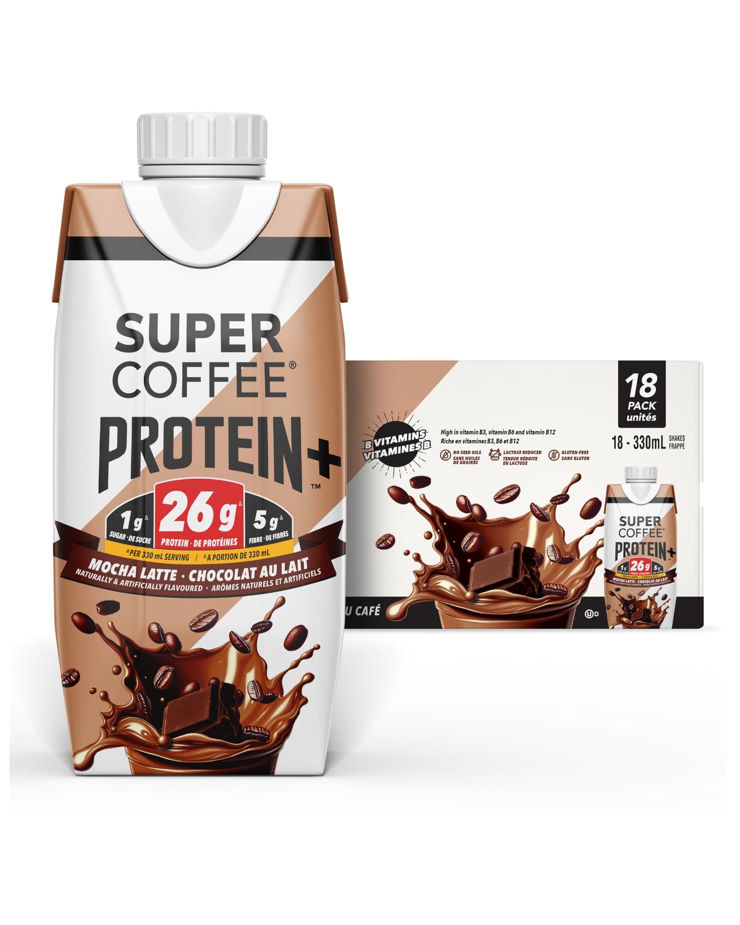 Super Coffee Protein+ Mocha Protein Coffee, 0g Sugar 25g Protein, 12oz 12Pk