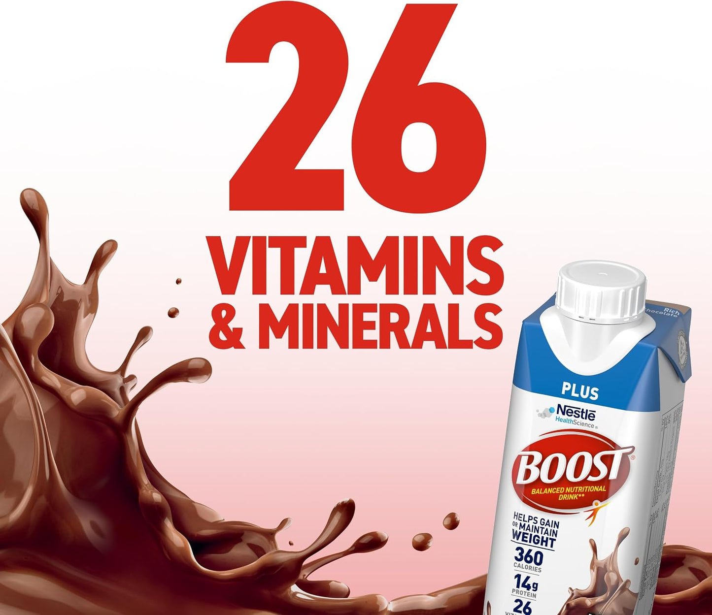BOOST Plus Nutritional Drink, Rich Chocolate, 8 fl oz (Pack of 24)