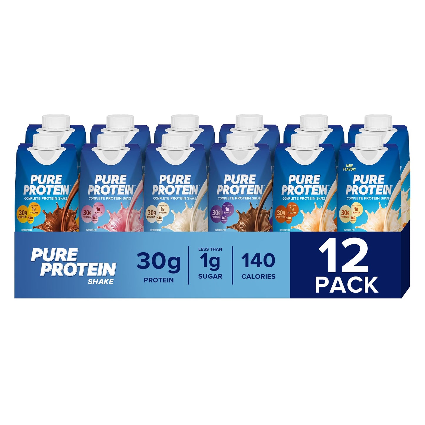 Pure Protein Chocolate Protein Shake, 30g Complete Protein, Ready to Drink and Keto-Friendly, Vitamins A, C, D, and E plus Zinc to Support Immune Health, 11oz Bottles, 12 Pack