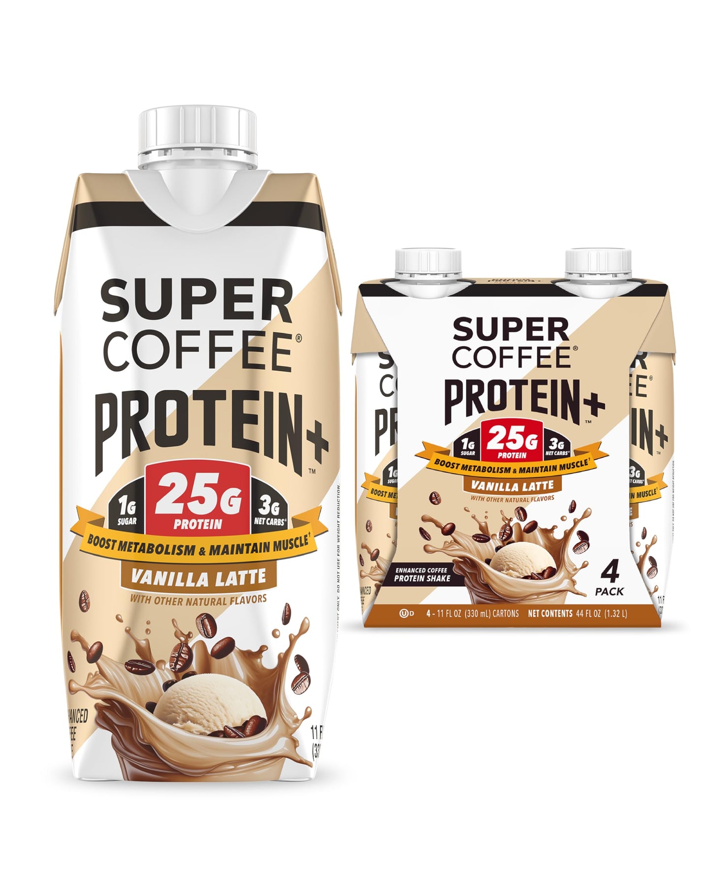 Super Coffee Protein+ Mocha Protein Coffee, 0g Sugar 25g Protein, 12oz 12Pk