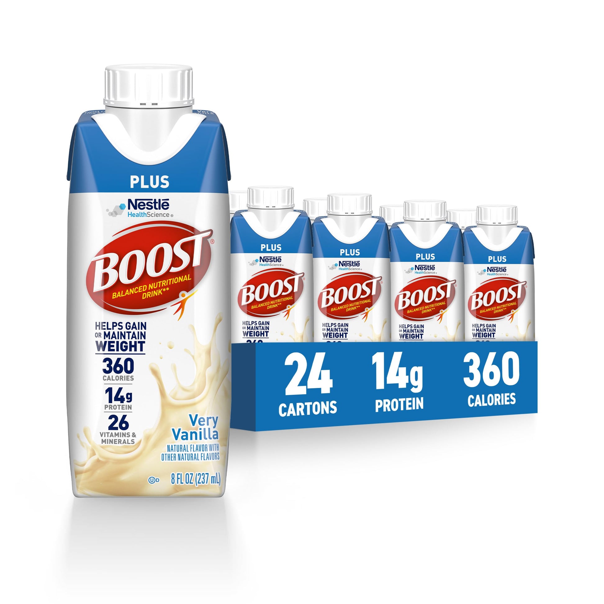 BOOST Plus Nutritional Drink, Rich Chocolate, 8 fl oz (Pack of 24)
