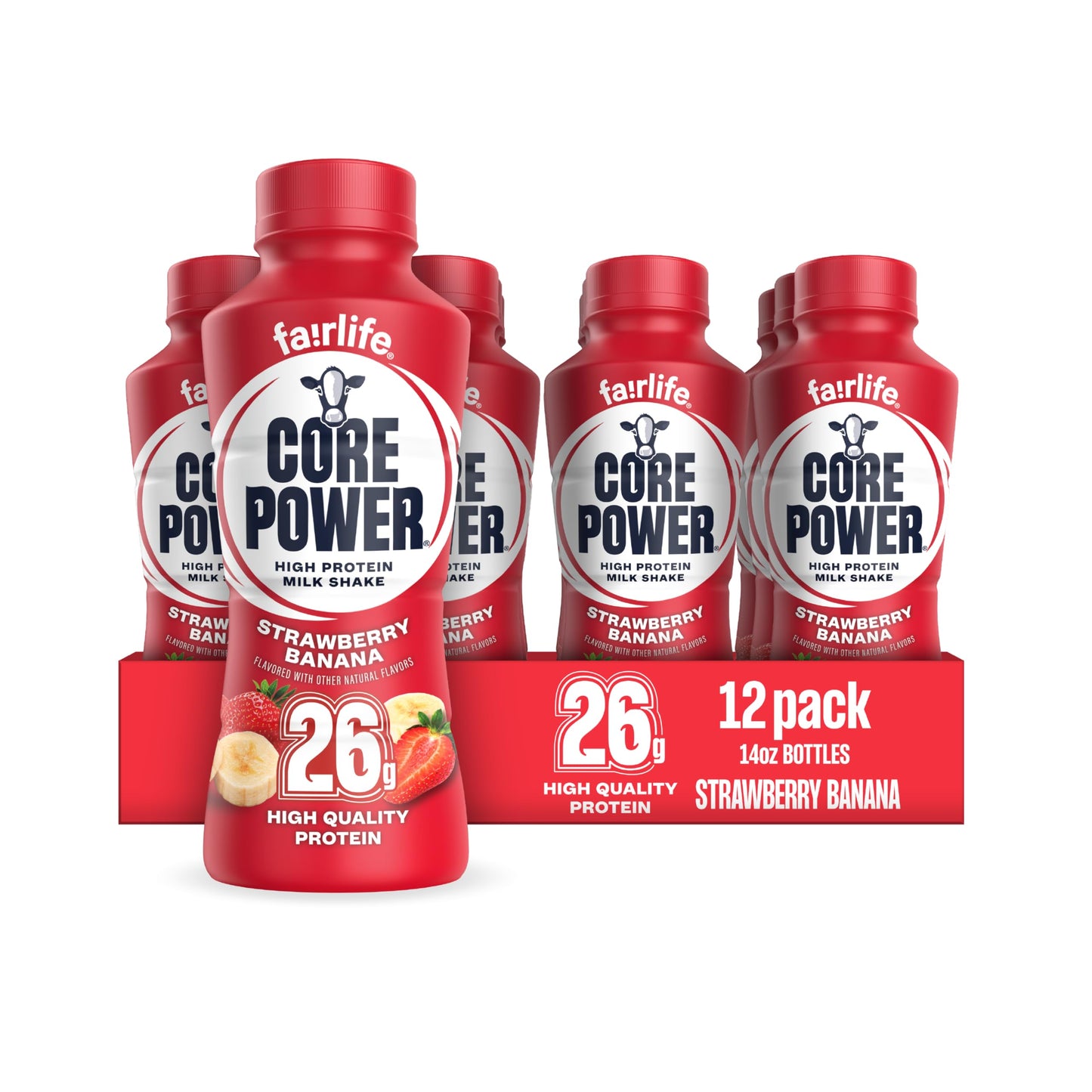 Core Power Protein Shake, Chocolate, 26g Bottle, 14oz, 12 Pack