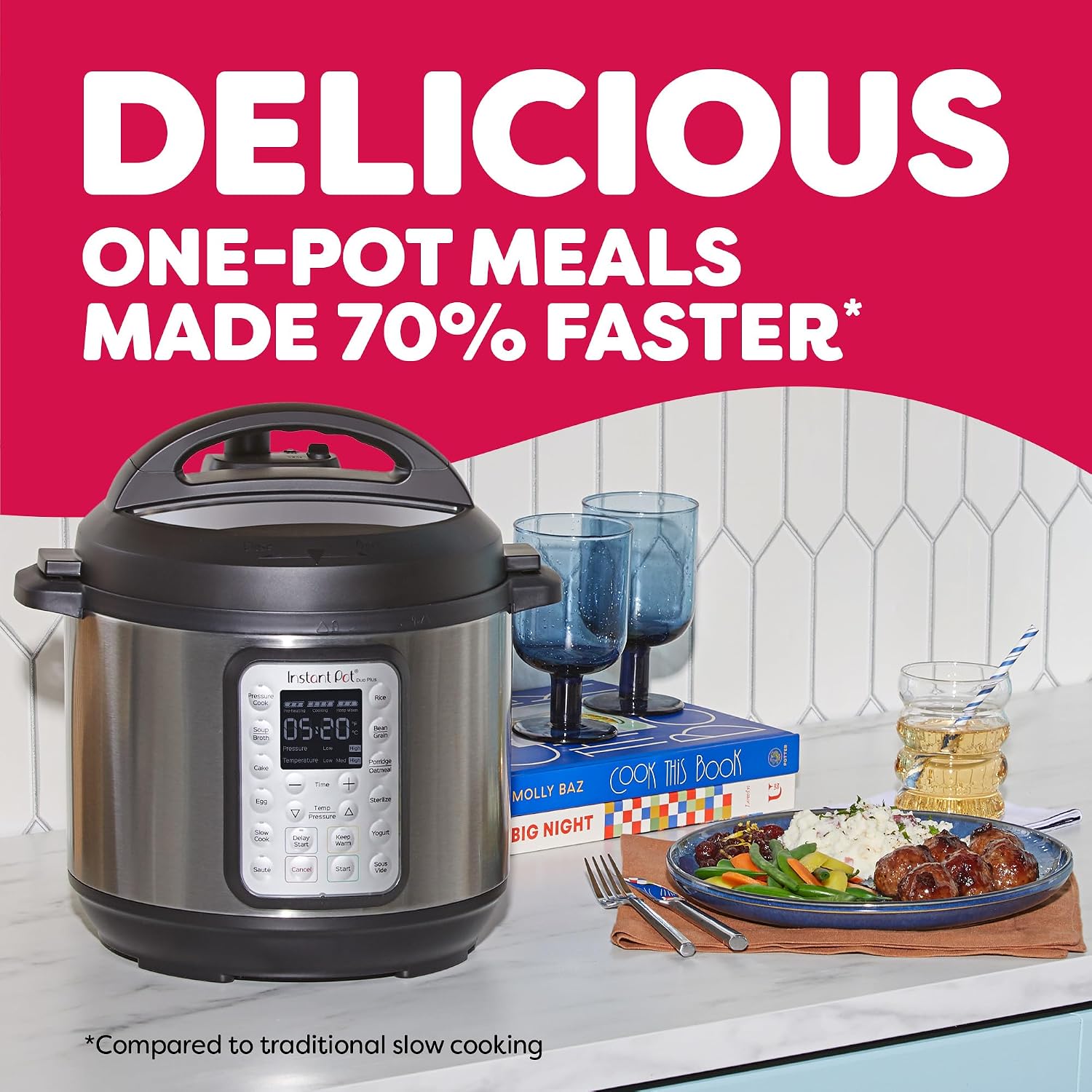 Instant Pot Duo Plus 9-in-1 Multicooker, Pressure Cooker, Slow Cook, Rice Maker, Steamer, Sauté, Yogurt, Warmer & Sterilizer, Includes App with Over 800 Recipes, Stainless Steel, 6 Quarts