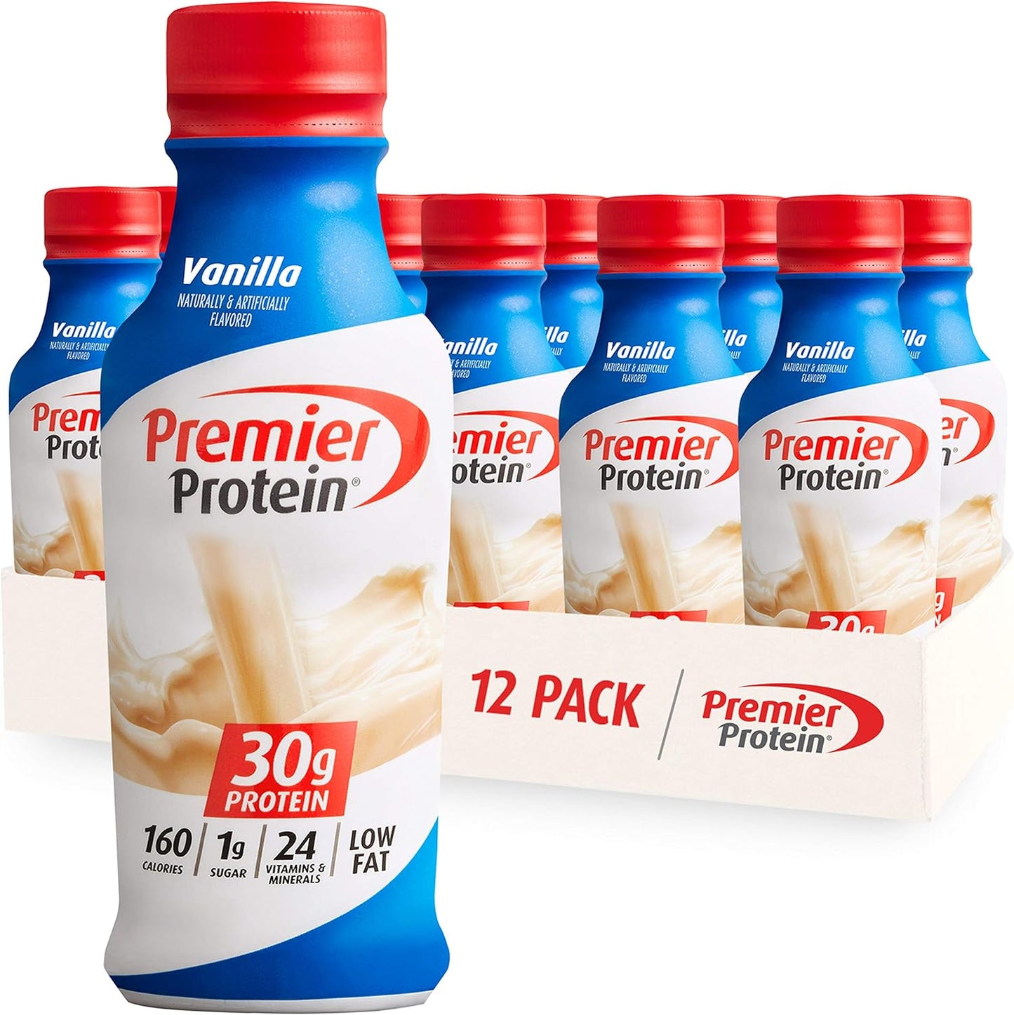 Premier Protein 30g Protein Shake, Vanilla, 14 Fl Oz (Pack of 12) bottle
