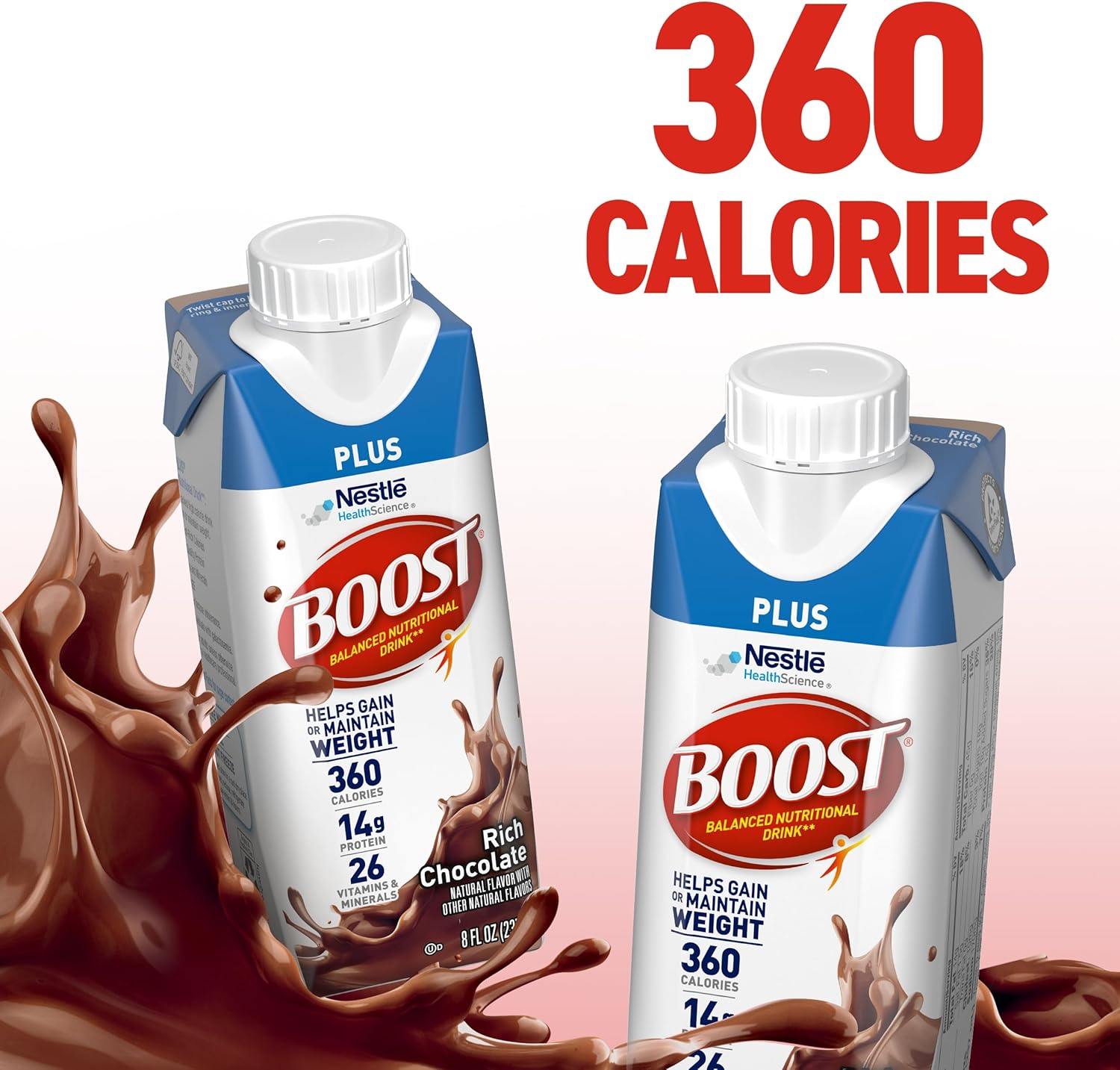 BOOST Plus Nutritional Drink, Rich Chocolate, 8 fl oz (Pack of 24)