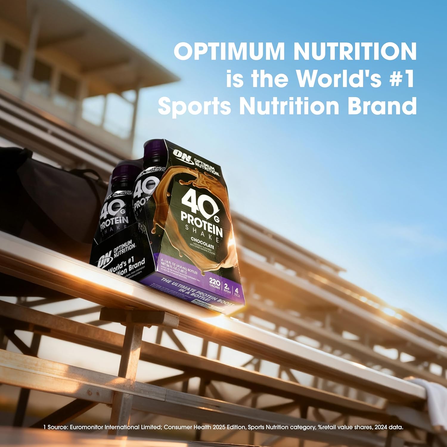 Optimum Nutrition 40g Protein Shake, 40g of Protein, Naturally Flavored, Complete Protein Drink, Chocolate, 14 Fl Oz, 12 Count (Pack of 1) (Packaging May Vary)