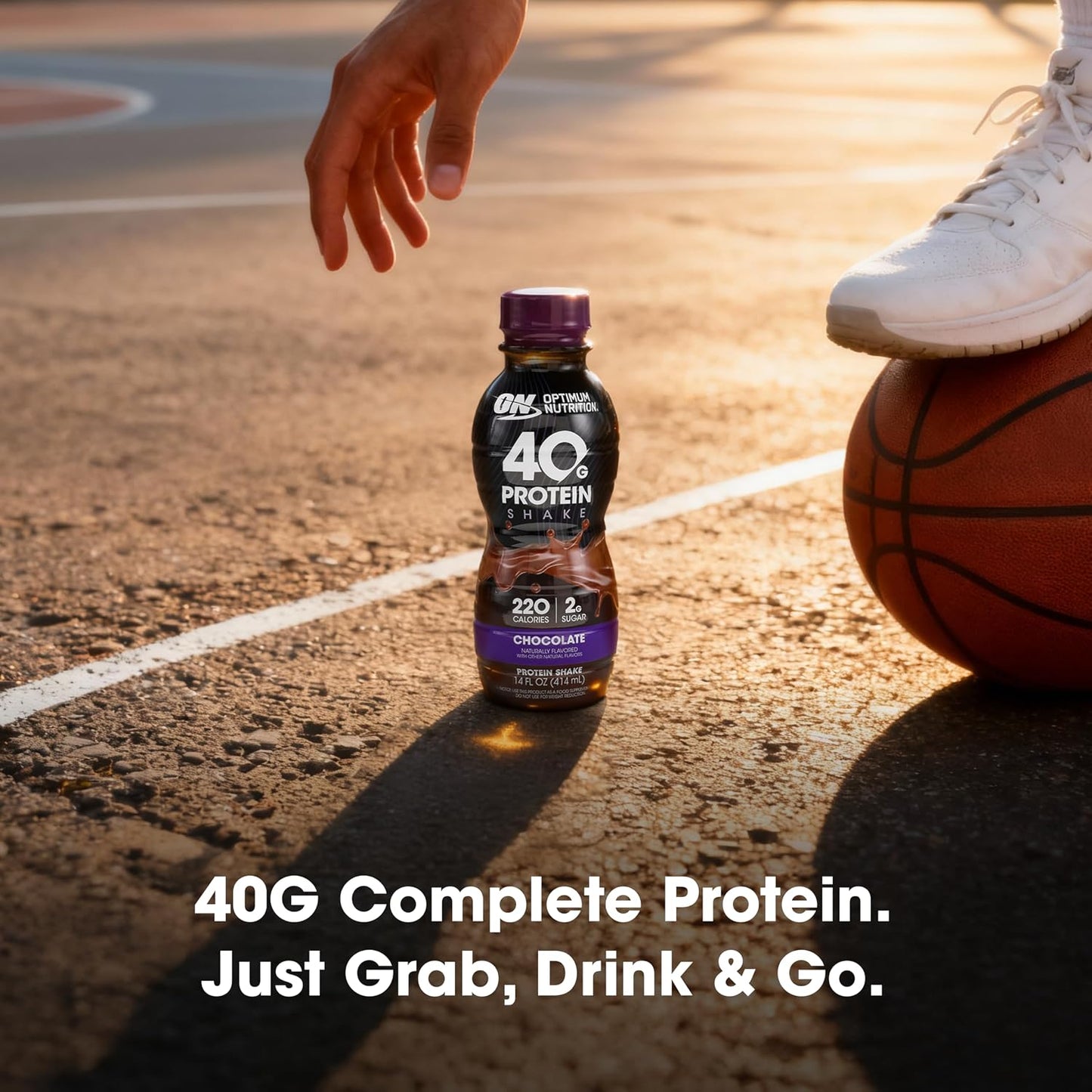 Optimum Nutrition 40g Protein Shake, 40g of Protein, Naturally Flavored, Complete Protein Drink, Chocolate, 14 Fl Oz, 12 Count (Pack of 1) (Packaging May Vary)